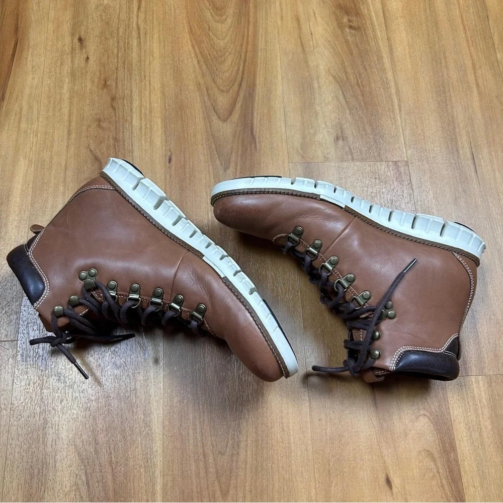Cole Haan Men’s‎ Brown and White Hiking Boots Fall,Waterproof Size 9M